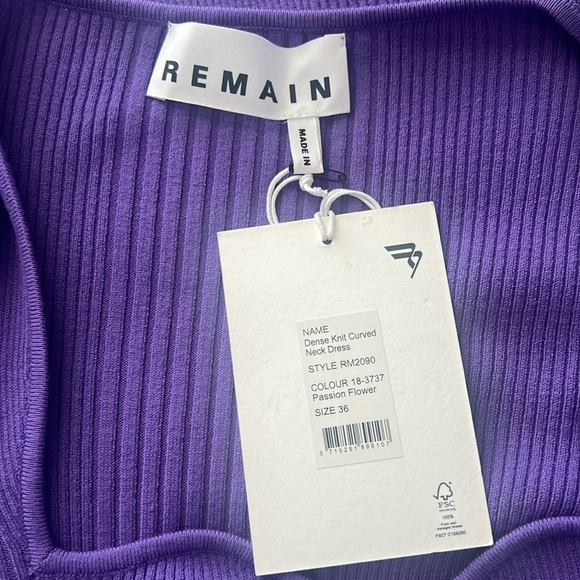 REMAIN Purple Passion Flower Dense Knit Curved Neck Dress US 6 Reg. $328 - Picture 11 of 11
